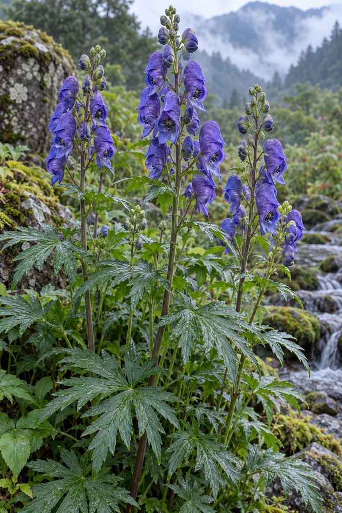 Chuan Wu (Aconite parent root) — Living plant / source habitat