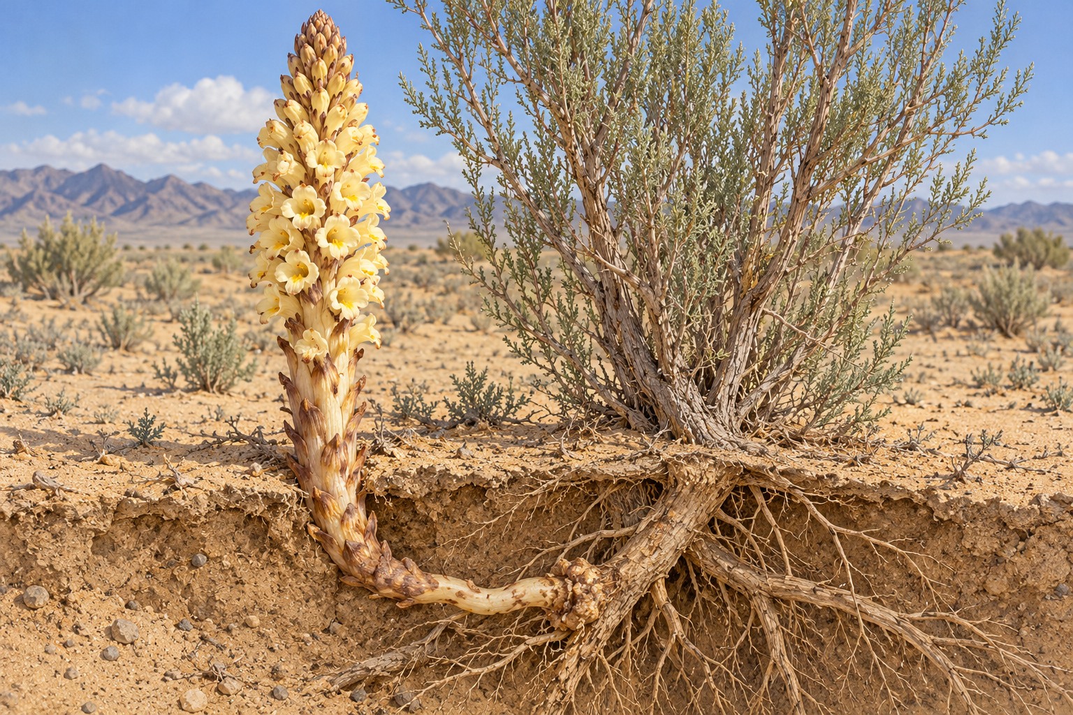 Desert broomrape · Cistanche — living plant and habitat