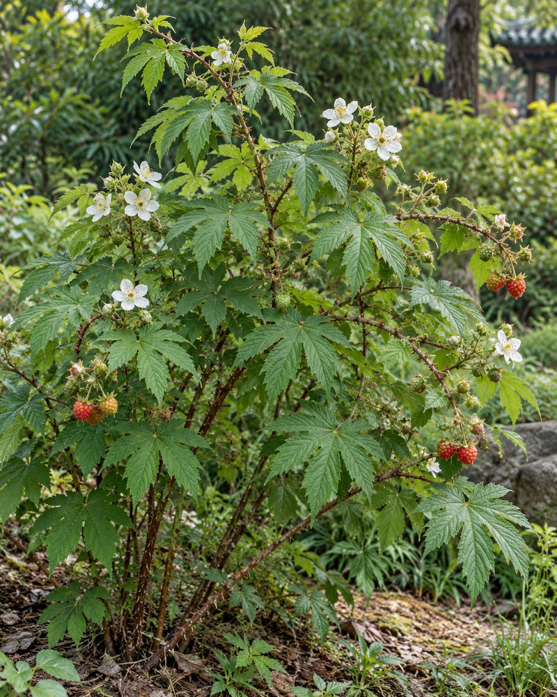 Fu Pen Zi · palmleaf raspberry fruit — Living plant / source habitat
