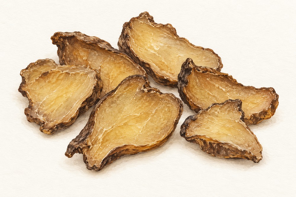 Prepared aconite daughter root — matériau séché