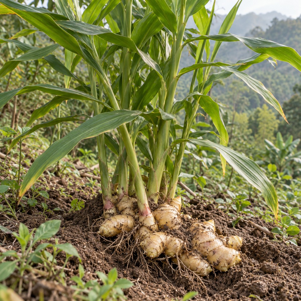 Dried ginger rhizome — Living plant / source habitat