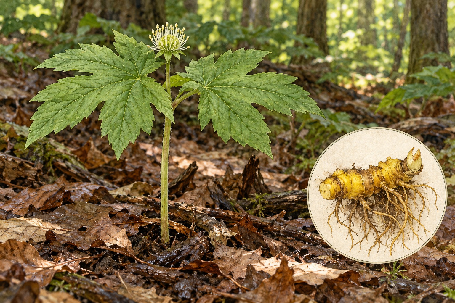 Goldenseal (Hydrastis) — cây sống và sinh cảnh