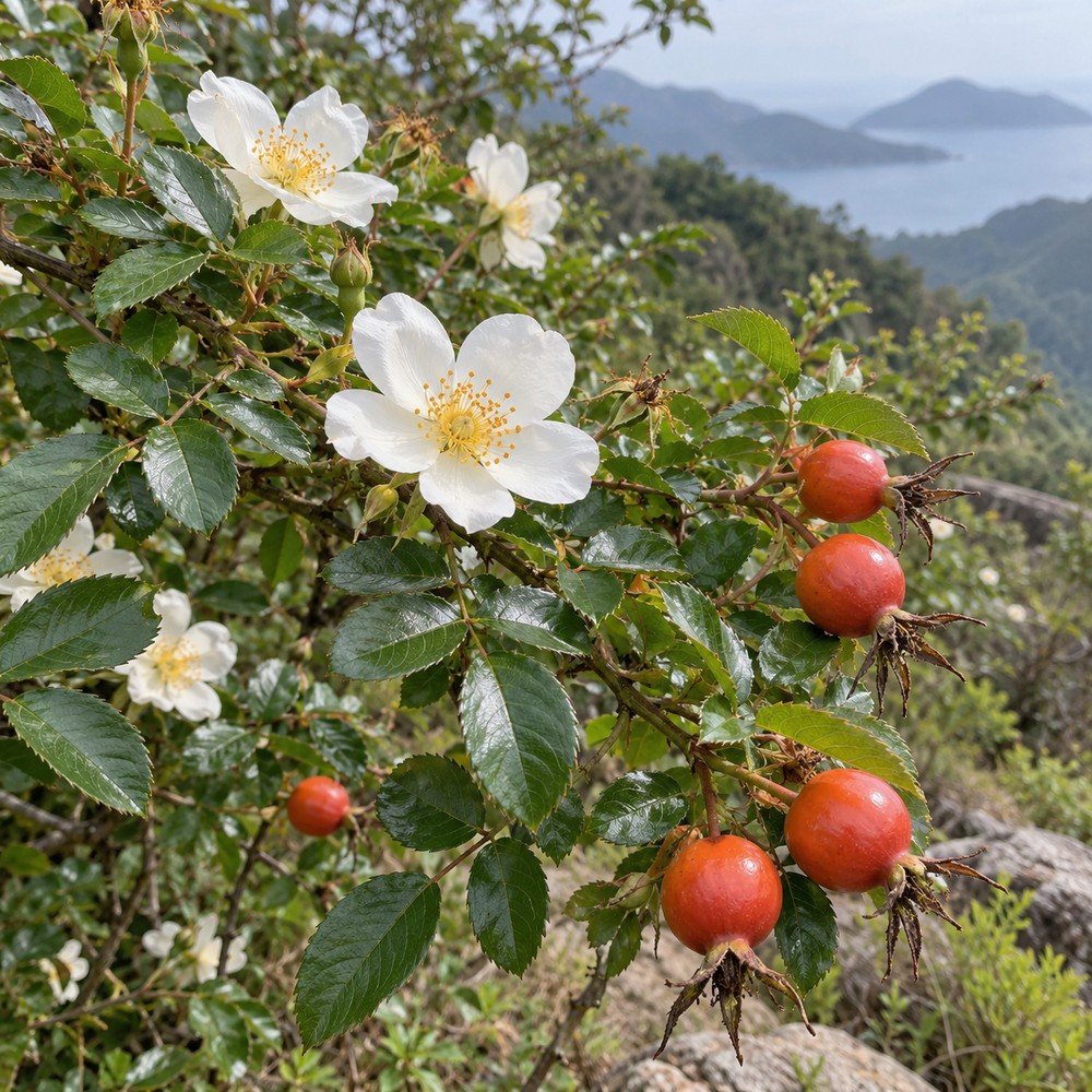 Cherokee rose fruit — Living plant / source habitat