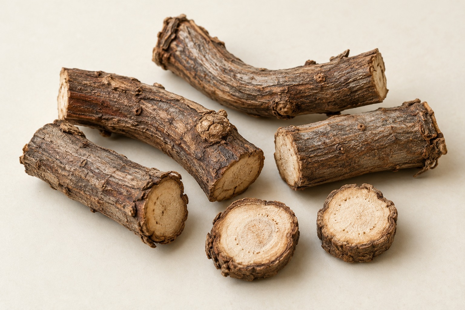 Kadsura japonica · dried stem — AI dried materia medica illustration