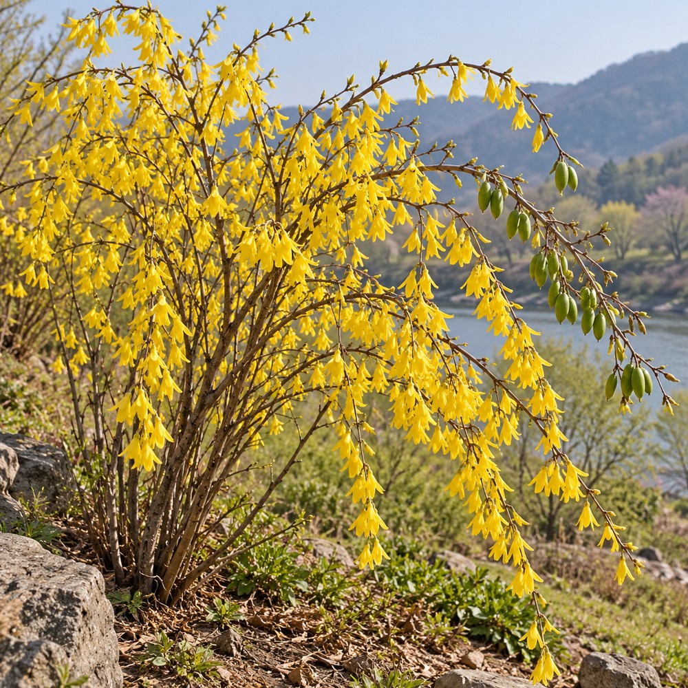 Weeping forsythia fruit — Living plant / source habitat