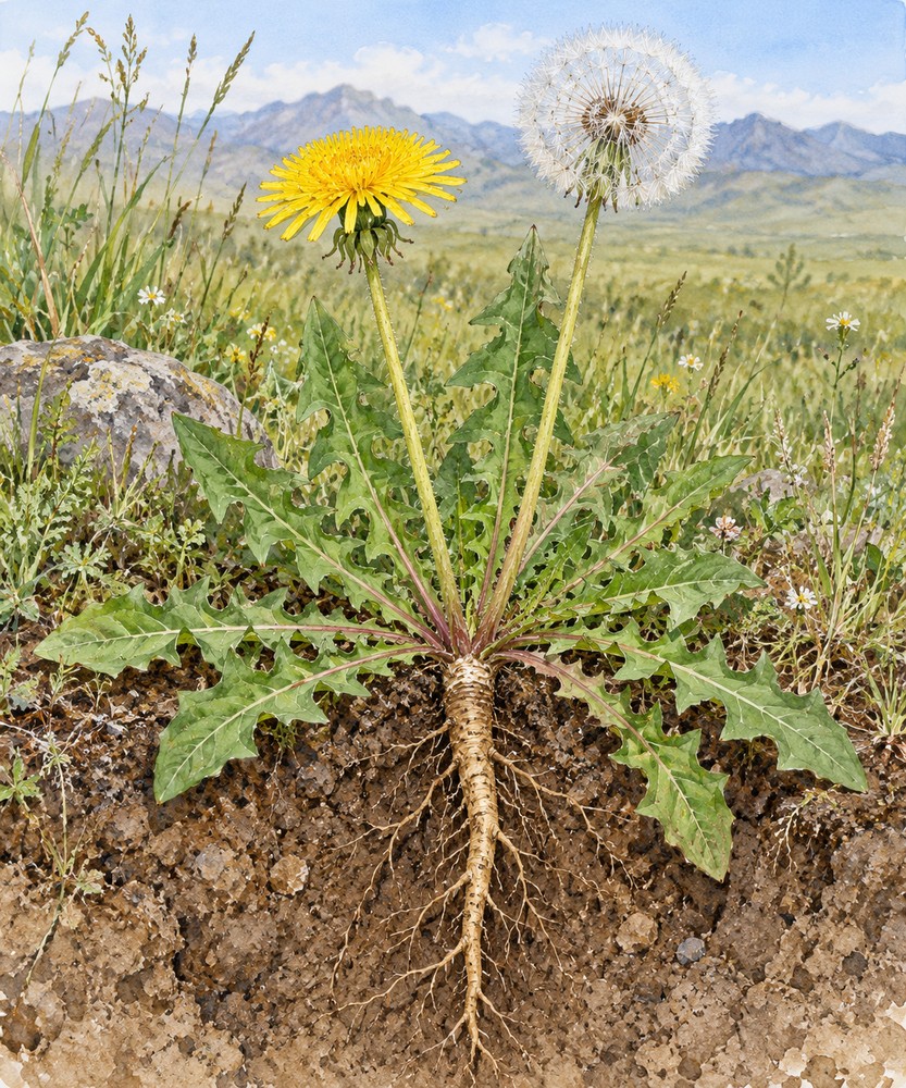Mongolian dandelion — Living plant / source habitat
