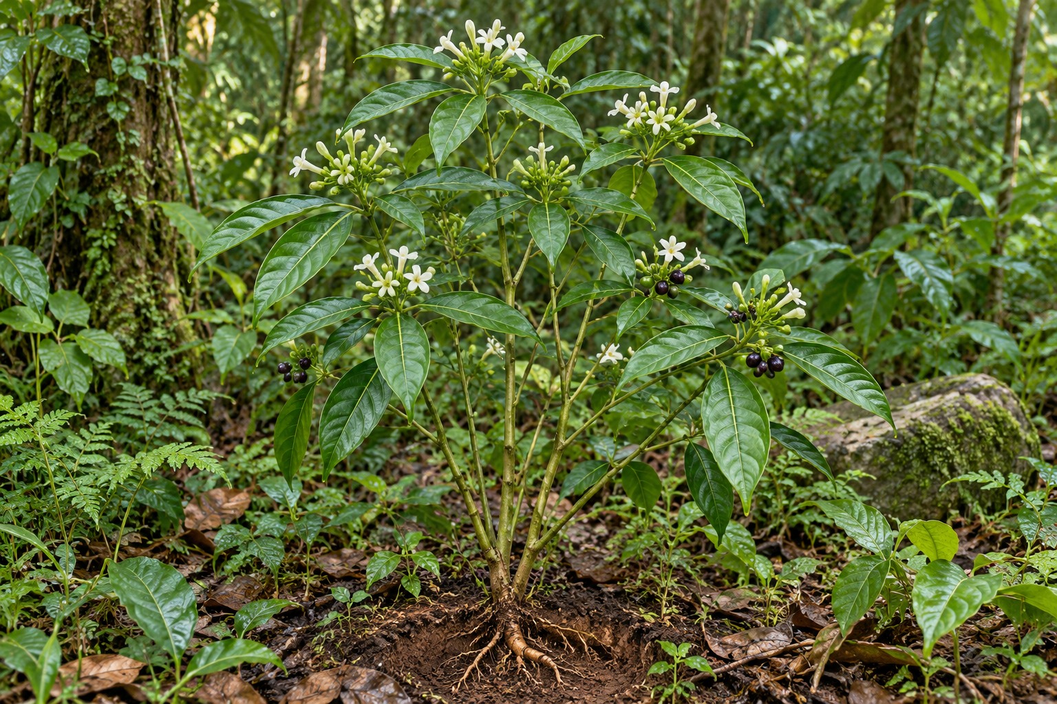 Indian snakeroot — living plant and habitat