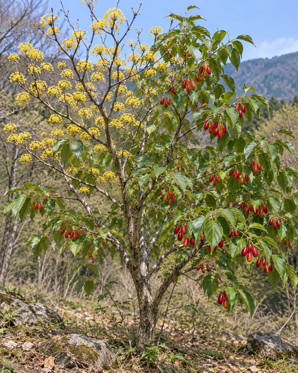 Shan Zhu Yu · Asiatic cornelian cherry fruit — Living plant / source habitat
