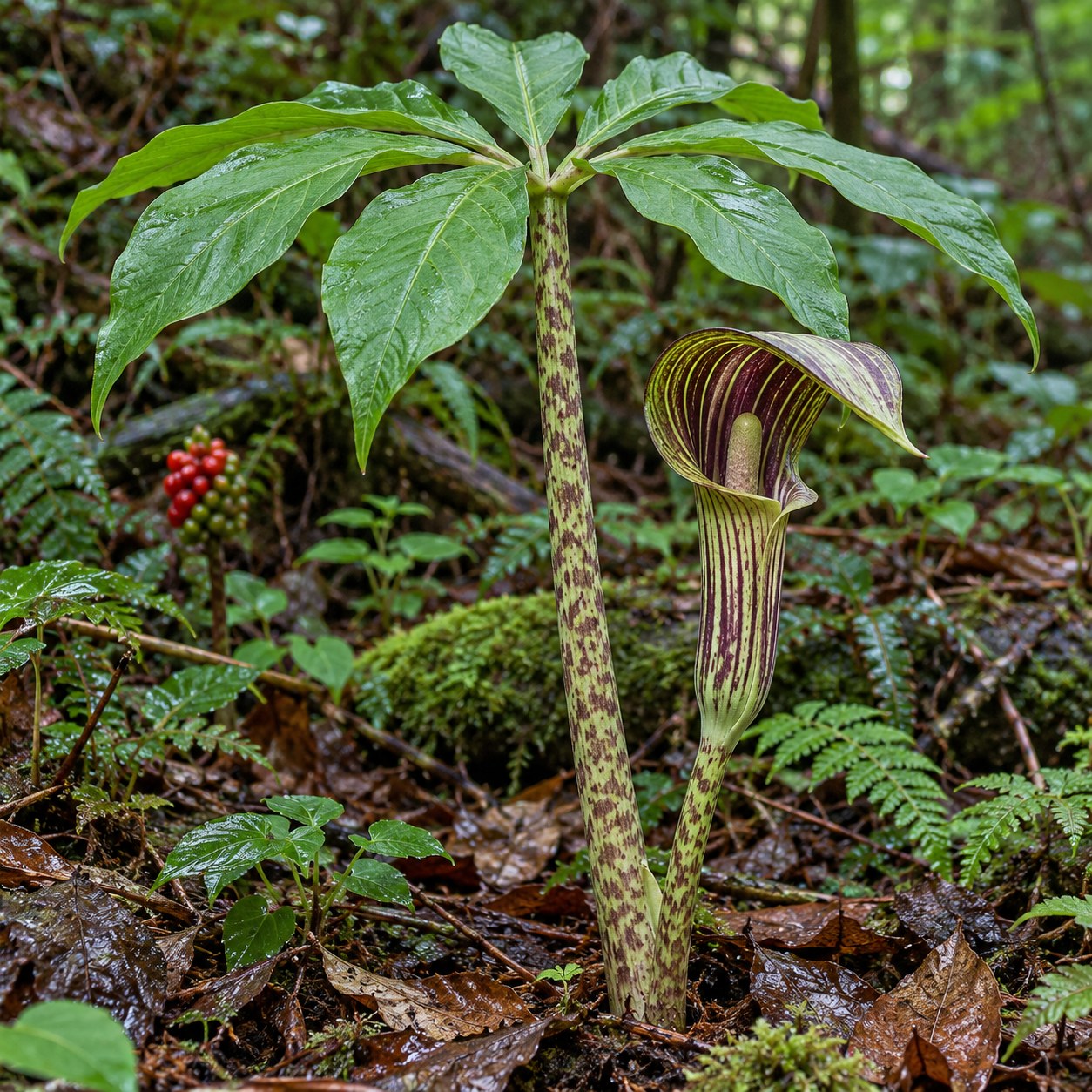 Tian Nan Xing · jack-in-the-pulpit tuber — Living plant / source habitat