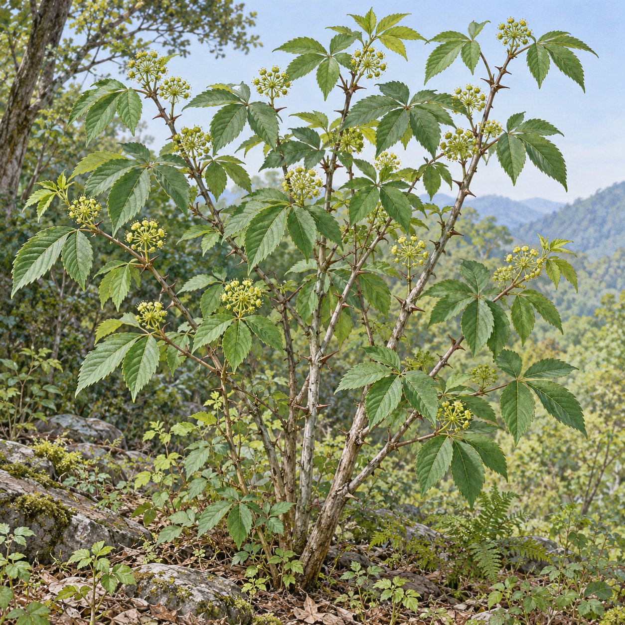 Wu Jia Pi · slenderstyle acanthopanax bark — Living plant / source habitat