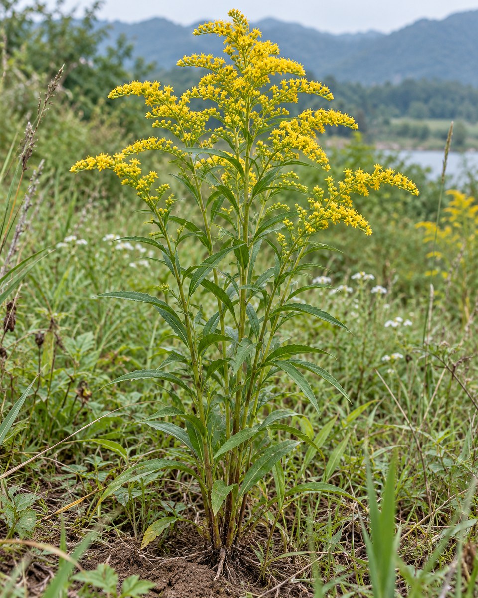 Yi Zhi Huang Hua · common goldenrod herb — Living plant / source habitat